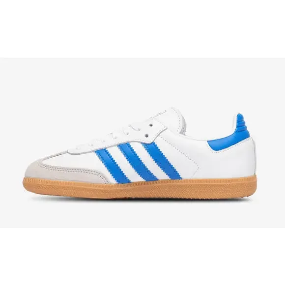Adidas Samba OGWhite / Blue / Gum 3 JP5482 Size 6 Big Kids Fits Women size 7.5